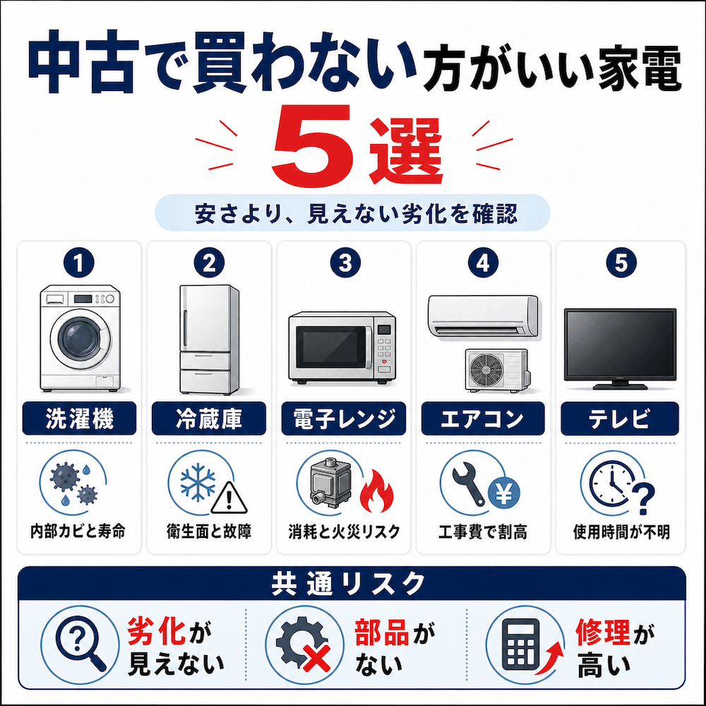 中古で買わない方がいい家電5選