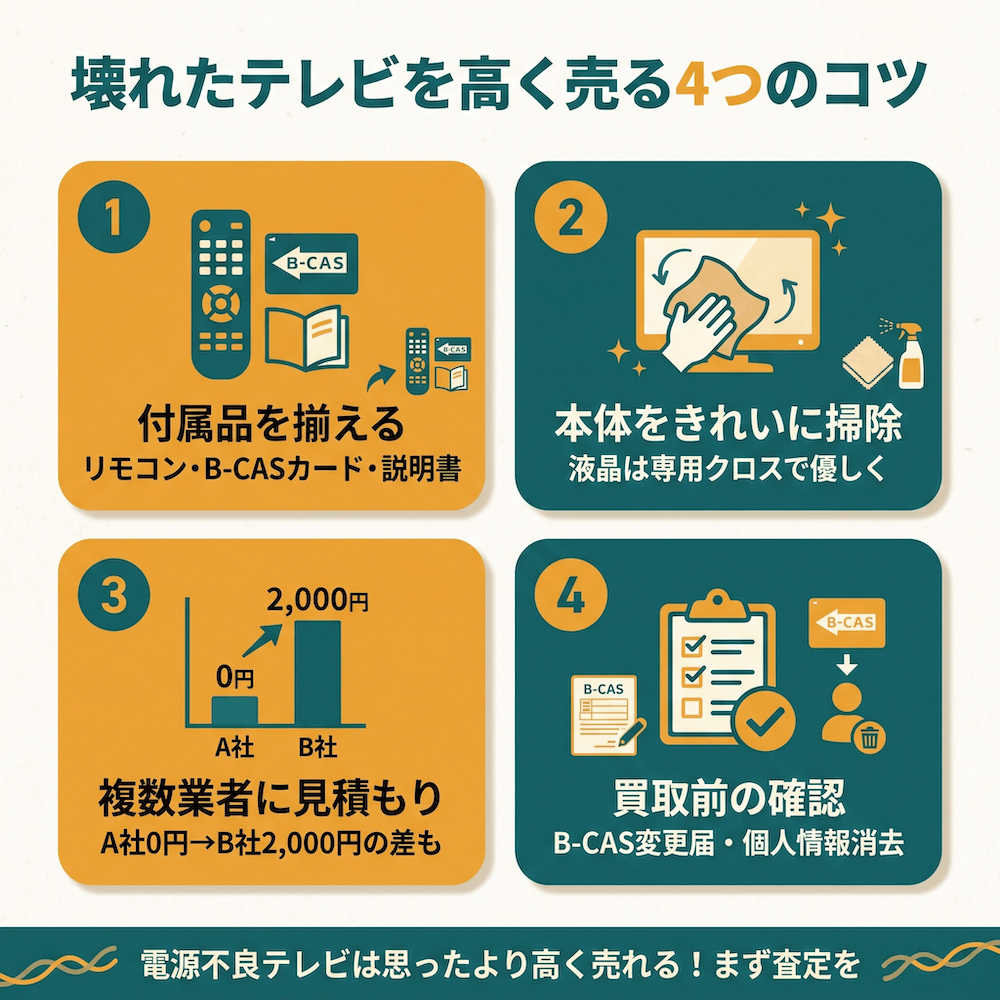 壊れたテレビを高く売る4つのコツ